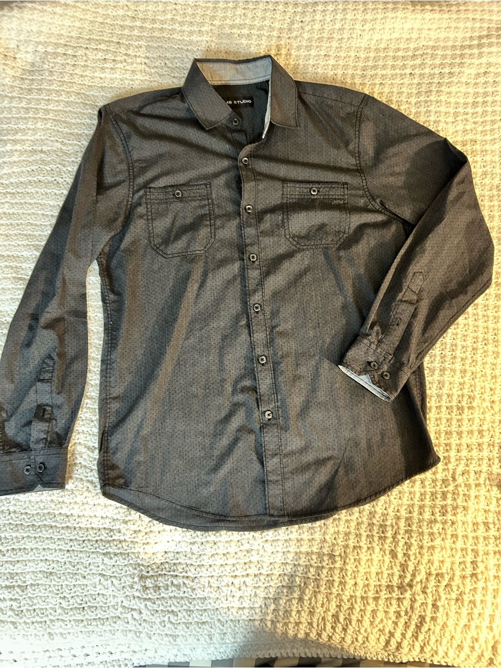 MB STUDIO Men's Charcoal Gray Button-Down Shirt